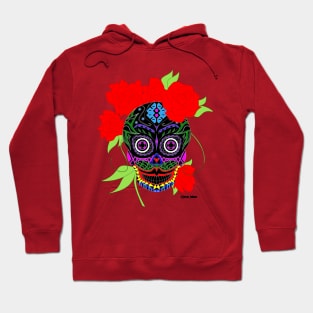 sugar skull in frida kahlo style ecopop pattern mandala Hoodie